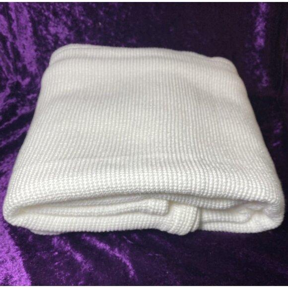 INUP HOME Fine Linens Waffle Weave Throw Blanket White Bedspread Portugal Cotton - Picture 2 of 8